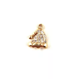 Pendant - Hat - Gold Plated - Zircon deco - 9 x 8 x 2mm