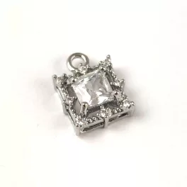 Pendant - platinum colour - Zircon deco -  10 x 8 x 4.5 mm