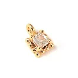 Pendant - Gold Plated - Zircon deco - 7.5 x 5 x 3mm