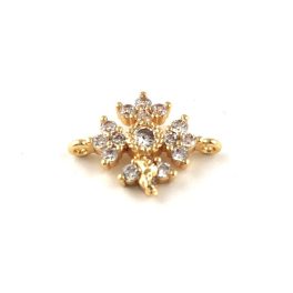 Link - Snowflake - Gold Plated - Zircon deco - 14 x 11 x 3mm
