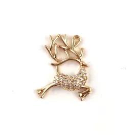 Pendant - Deer - Gold Plated - Zircon deco - 18 x 15 x 3mm