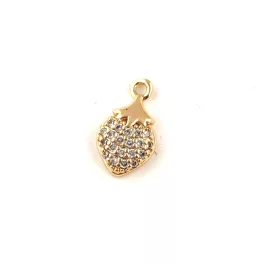 Pendant - Gold Plated - Zircon deco - 13 x 8 x 3mm