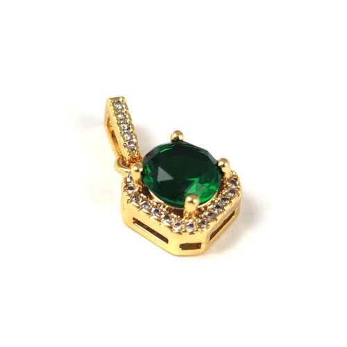 Pendant - Gold Plated - Zircon deco -  11.5 x 9.5 x 7mm