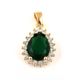 Pendant - Gold Plated - Zircon deco - 17 x 12 x 6mm