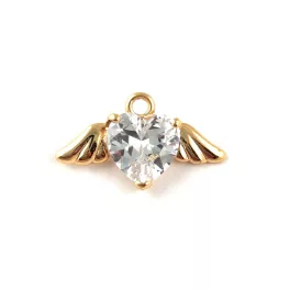 Pendant - Gold Plated - Zircon deco - 11 x 19 x 5mm