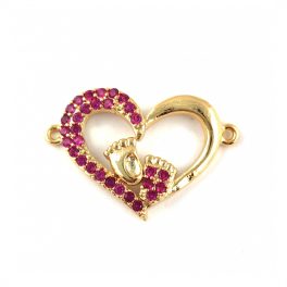 Link - Heart - Gold Plated - Zircon deco - 18 x 27mm
