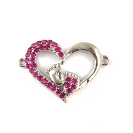 Link - Heart - Platinum colour - Zircon deco - 18 x 27mm
