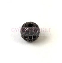Fém gyöngy - Golyó - fekete színű - cirkóniás - 8mm