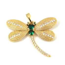   Pendant - Dragonfly - Gold Plated - Zircon deco -  22 x 29.5 x 4mm