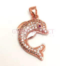 Link - Dolphin - Rose Gold Colour - Zircon deco - 25x18mm