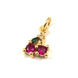 Link - Cherry - Gold Colour - Zircon deco - 11 x 7.5 x 2.5mm