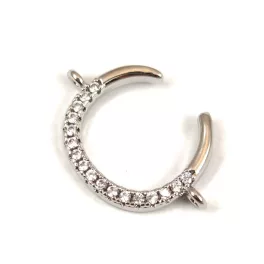 Link - Crescent - Platinum Colour - Zircon deco - 22x15mm