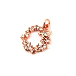 Pendant - Rose Gold Colour - Zircon deco - 12 x 14 x 2mm