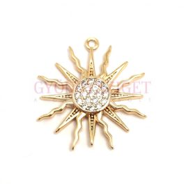 Link - Sun - Gold Colour - Zircon deco - 17x15mm