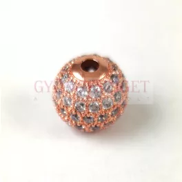   Metallic bead - Round - Rose Gold Colour - Zircon deco - 10mm