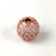 Metallic bead - Round - Rose Gold Colour - Zircon deco - 10mm