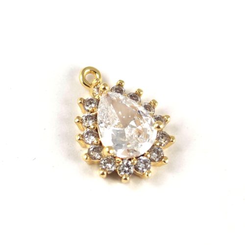 Pendant - Gold Plated - Zircon deco - 15 x 11 x 5 mm