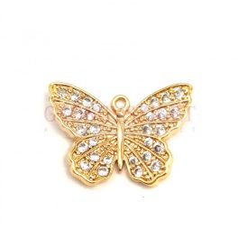 Link - Butterfly - Gold Colour - Zircon deco - 19x14mm