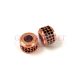 Metallic bead - Cilinder - Rose Gold Colour - Jet Zircon deco - 10x6mm