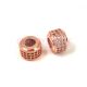 Metallic bead - Cilinder - Rose Gold Colour - Crystal Zircon deco - 10x6mm