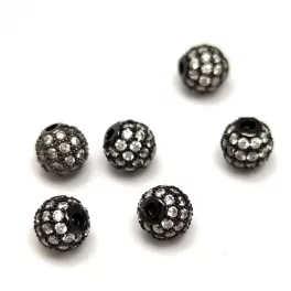 Fém gyöngy - Golyó - szürke - cirkóniás - 6mm