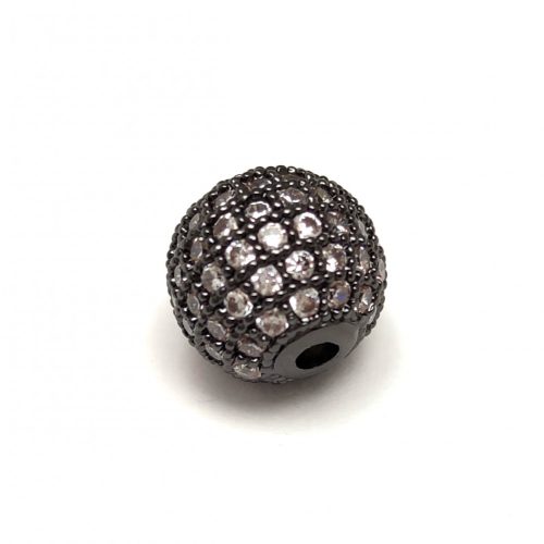 Metallic bead - Round - Gray - Zircon deco - 10mm