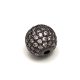 Metallic bead - Round - Gray - Zircon deco - 10mm