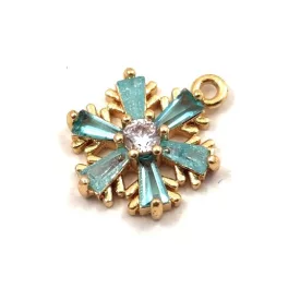 Pendant - Sun - Gold Plated - Zircon deco - 13 x 11 x 3mm