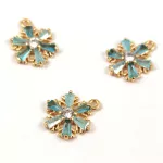 Pendant - Sun - Gold Plated - Zircon deco - 13 x 11 x 3mm