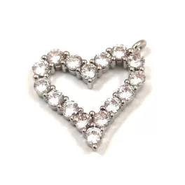 Pendant - Platinum Colour - Zircon deco - 15 x 13 x 2mm