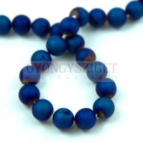 Agate - round bead - Druzy Metallic Blue - 8mm - strand