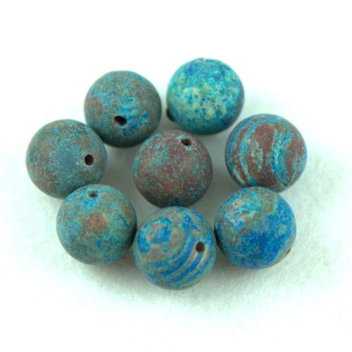Agate - round bead with blue veins - matt - 10mm