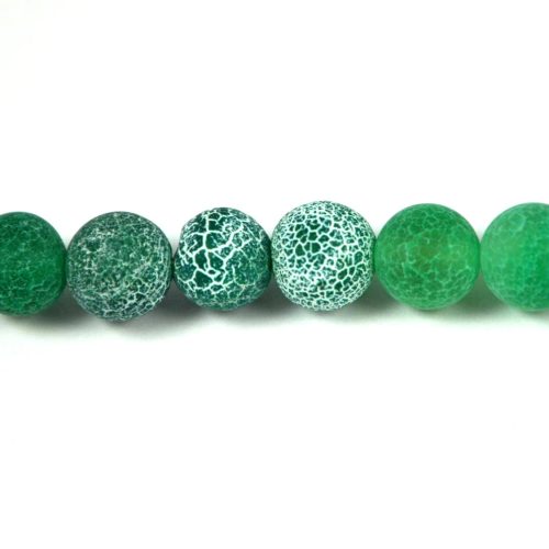 Achát gyöngy - matt emerald - 10mm (kb. 38db/szál)
