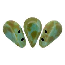   Amos® par Puca®gyöngy - Opaque Green Turquoise Picasso - 5x8 mm