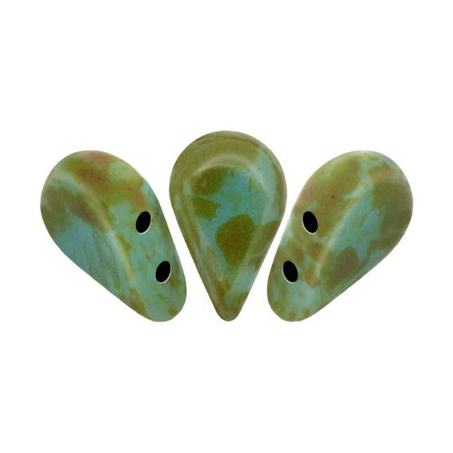 Amos® par Puca®gyöngy - Opaque Green Turquoise Picasso - 5x8 mm