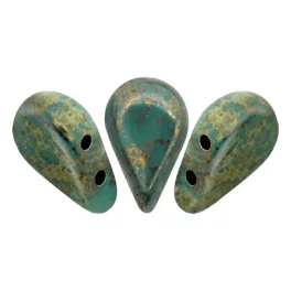   Amos® par Puca®gyöngy - Opaque Green Turquoise Bronze - 5x8 mm