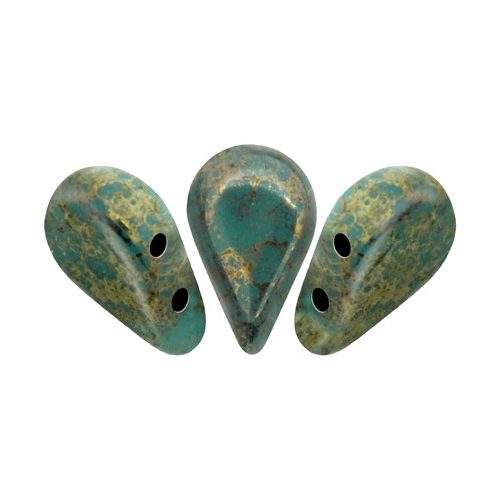 Amos® par Puca®gyöngy - Opaque Green Turquoise Bronze - 5x8 mm