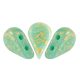 Amos® par Puca®gyöngy - Opaque Green Turquoise Splash - 5x8 mm