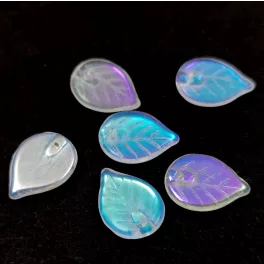   Apple Leaf - cseh üveg szirom gyöngy - Crystal AB - 18x13mm