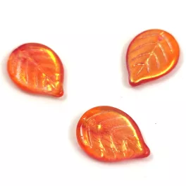   Apple Leaf - cseh üveg szirom gyöngy - Crystal Tangerine Red - 18x13mm