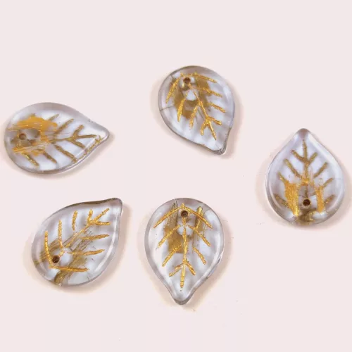 Apple Leaf - cseh üveg szirom gyöngy - Amethyst Gold - 18x13mm