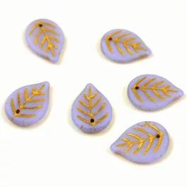   Apple Leaf - cseh üveg szirom gyöngy - Violet Gold Matt - 18x13mm