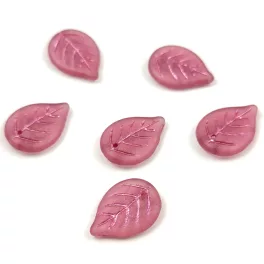   Apple Leaf - cseh üveg szirom gyöngy - Pink Matt Violet - 18x13mm