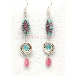Czech Pressed Arabesque Glass Beads - Sapphire Copper - 19x9mm