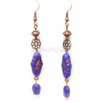 Czech Pressed Arabesque Glass Beads - Trans Capri Copper - 19x9mm