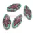 Czech Pressed Arabesque Glass Beads - Turquoise Violet - 19x9mm