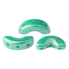   Arcos® par Puca®gyöngy - Opaque Green Turquoise Luster - 5x10 mm