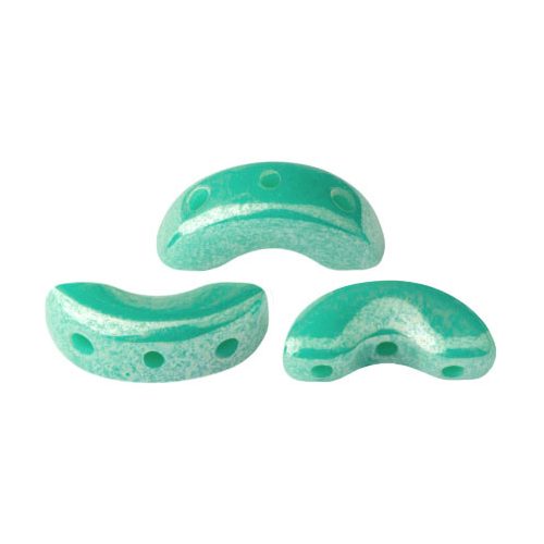Arcos® par Puca®gyöngy - Opaque Green Turquoise Luster - 5x10 mm