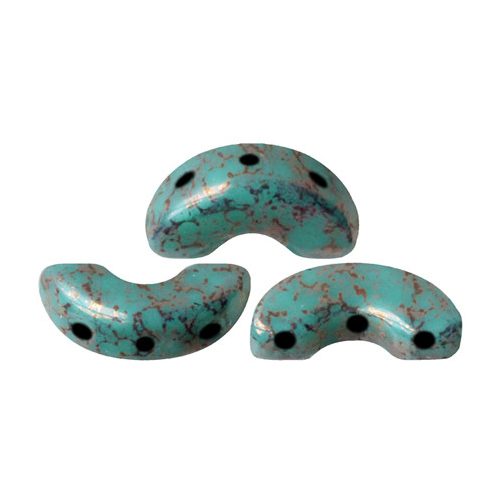 Arcos® par Puca®gyöngy - Opaque Green Turquoise Bronze - 5x10 mm