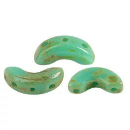   Arcos® par Puca®gyöngy - Opaque Green Turquoise Travertine - 5x10 mm